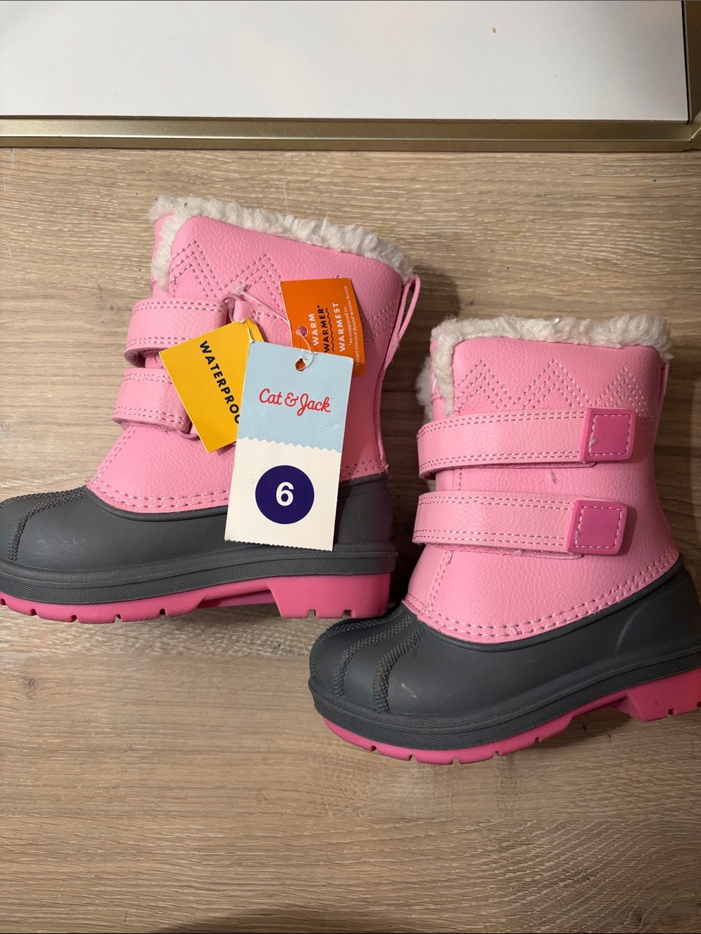 Cat & Jack Pink and Gray Kids Waterproof Snow Boots with Faux Fur Cuff - Picture 10 of 10